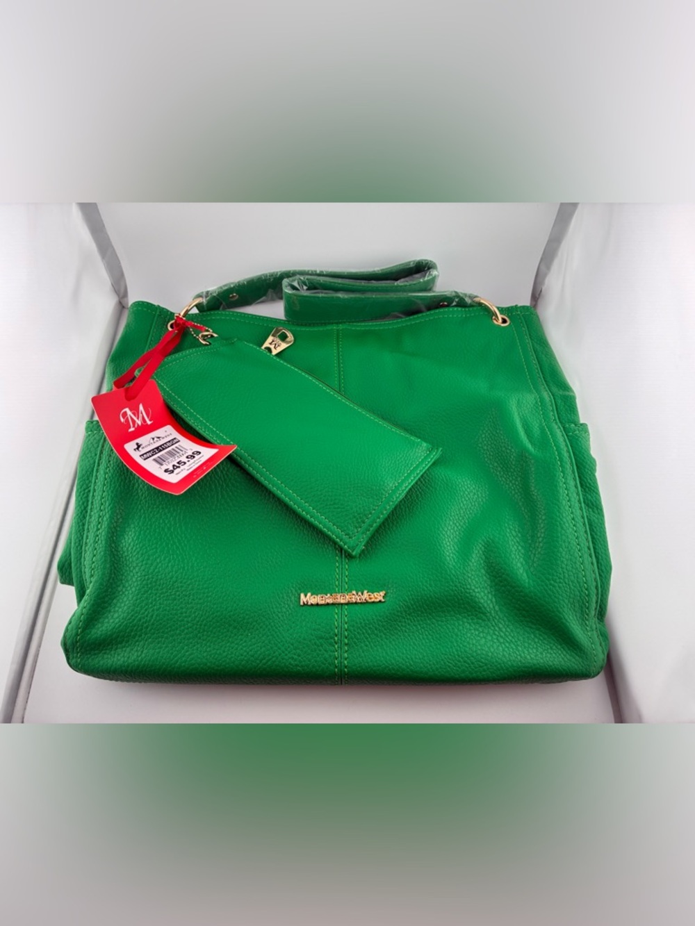 Montana West Green Leather Tote with Red Tag
